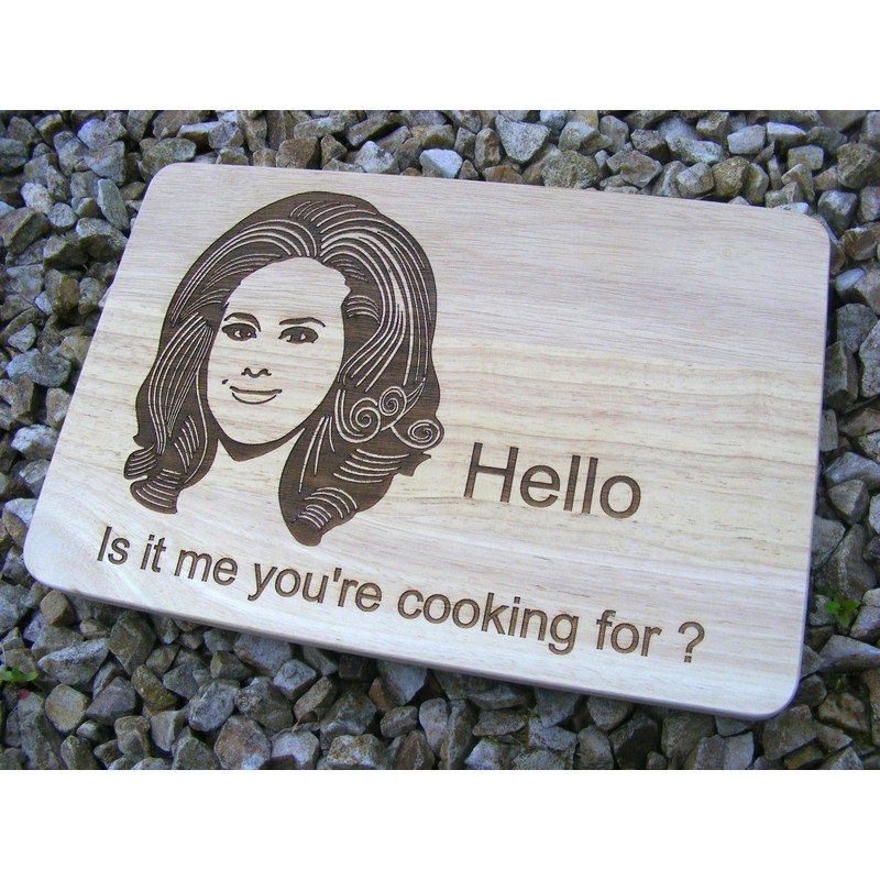 ADELE HELLO CHOPPING CUTTING CHEESE BOARD PLACE MAT ENGRAVED WOODEN