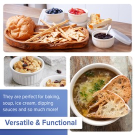 Nuwave 6pc Ceramic Ramekins w/Lid 8oz, Classic Elegant Style Ramekins, Bake Souffles, Creme Brulées, Custards, Puddings, 4.3” Wide & 2” Tall, Oven, Microwave & Dishwasher-Safe, PFAS Free, Ivory White