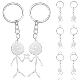 GTILE 8 PCS Stainless Steel Finger Heart Keychains, Matching Couples Keychain, Funny Friendship keychain for Women Men, Silver