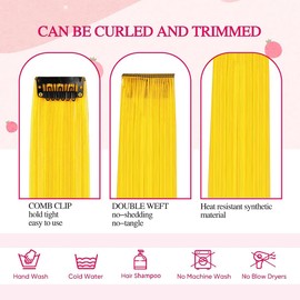 AVRUYPI 8 PCS Prinzessinnen Farbig Haarverlängerungen mehrfarbig für Party Highlights Haar Zubehör Haarteile für kinder Frauen für Damen Mädchen Party Festival Cosplay, 22Inch