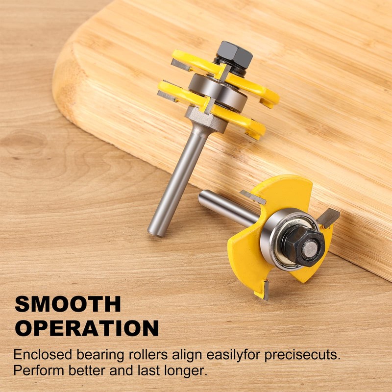 Yueqing Zhongji 2pcs 1/4" Tongue and Groove Router Bit Set,