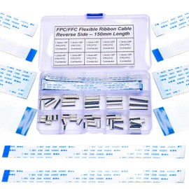 1mm FFC FPC Connector Ribbon Cable Connector Kit,Connector ffc-fpc 4P 6P 8P 10P 12P 14P 16P 18P 20P 24P,150mm Length Flexible Flat Cable B Type (SH-1.0-RS-B)