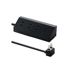 elecom Power Strip Design Tap Angle Corner 4 Outlets 2.0m Black AVT-D9-2420BK