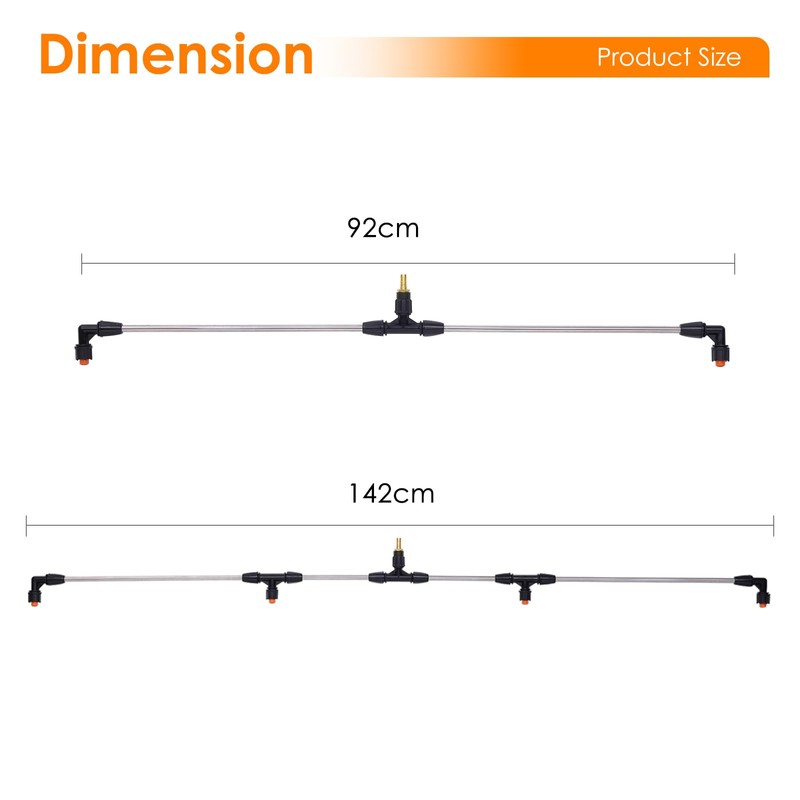 Metal Sprayer Boom Wand with 3 Flow Rate Nozzles -Wide-Coverage
