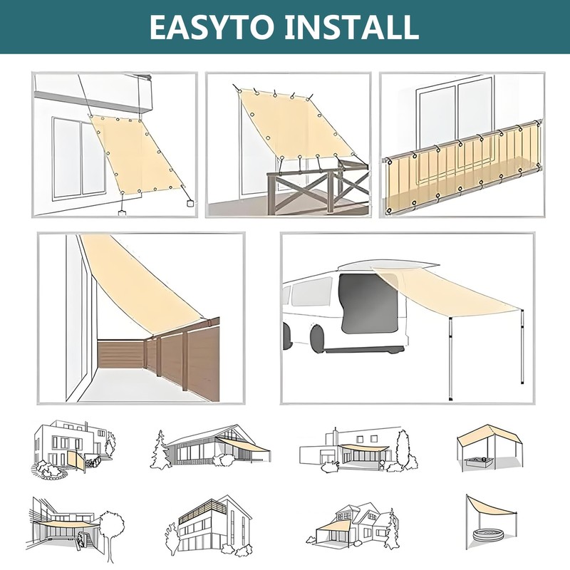 Awning Waterproof Rectangular 2 x 3 m, Sun Protection Patio