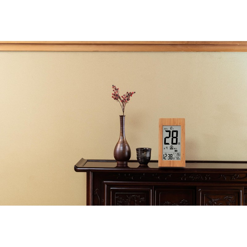 ADESSO THM-01 Digital Digital Display Bamboo Sunset Temperature Humidity Date