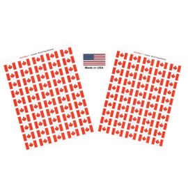 100 Canada Flag Stickers; American Made Decals Measure 1.5" x 1" & are Self Adhesive; Two Sheets of 50, 100 Sticker Flags Total