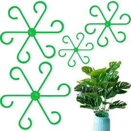 BEIQIYA 4pcs Climbing Houseplant Stem Supports, Reusable Plastic Plant Growth Stakes with 4 Sizes, Adjustable Flower Holders for Indoor Outdoor Gardens- Green