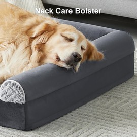WNPETHOME Orthopedic Dog Beds for Large Dogs, Waterproof Memory Foam Large Dog Bed with Sides, Non-Slip Bottom and Egg-Crate Foam Big Pet Couch Bed with Washable Removable Cover