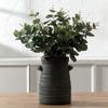 Ceramic Decorative Flower Vase, 7.7 Inch Rustic Distressed Pottery Farmhouse