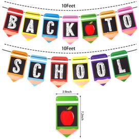 Back to School Banner Decorations 2 Strings 10 Feet Welcome Back to School Banner Decor NO-DIY Hanging Party Decoration for Classroom, First Day of School