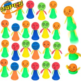 24Pcs Jumping Spring Rockets Launchers Toys-Fidget Emoticon Popper Toy Bouncy for Kids Toddlers Party Favors,Birthday Return Gifts,Pinata Goodie Bag Stuffers,Treasure Box Classroom Rewards Prizes
