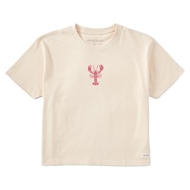 Life is Good. Women's Lobster Claws Short Sleeve Crusher Boxy Tee, Putty White, Large