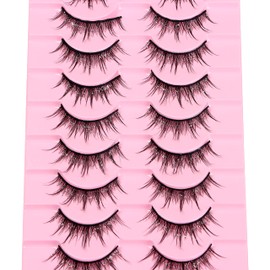 DSLONG Manga Lashes Natural Look Anime Lashes Japanese Cosplay Lashes Wispy Mink Eyelashes DIY Eyelash Extensions Cluster Lashes Soft Reusable