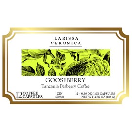 Gooseberry Tanzania Peaberry Coffee (Single Serve K-Cup Pods) (Gourmet, Naturally Flavored, Whole Coffee Beans) (12 pods, ZIN: 572881)