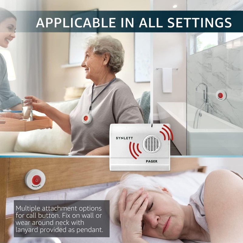 SYNLETT Wireless Caregiver Pager System With 2 Call Buttons And