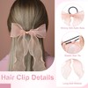 STSTR 2Pcs Large Bow Hair Ties, Pink Organza Ribbon Bow