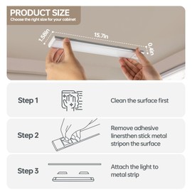 Under Cabinet Lighting, Motion Activated Under Cabinet Lights, LED Rechargeable Battery Operated Motion Sensor Light Indoor Magnetic Dimmable Wireless Closet Lights for Kitchen Steps, 15.7 inch 2PACK