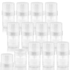 BOSMIOW 15Pcs 30g/1oz Clear Plastic Deodorant Containers,Round Twist-up Lipbalm Tubes,Refillable Cosmetic Containers for Homemade Solid Perfume,Lotion Bar,Chapstick,Crayon