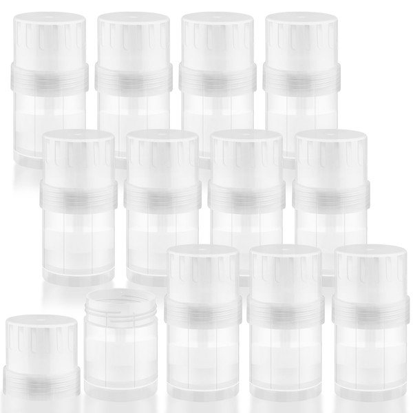 BOSMIOW 15Pcs 30g/1oz Clear Plastic Deodorant Containers,Round Twist-up Lipbalm Tubes,Refillable