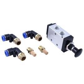 JZGRDN 4-Way 3-Position Manual Air Valve With Five 1/4 Inch NPT Ports BAV020, For Use with Tailgates, Air Compression, Pneumatics, Dump Body Hardware & Accessories Compatible with Dump Truck