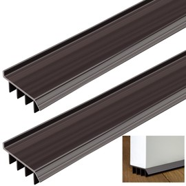 Innconee 2 Pcs Vinyl Door Bottom Adjustable Weatherstrip Door Bottom with Drip Cap Brown Weatherproof Under Doors Seal Fits Gaps from 1/4'' to 9/16'' for 1 3/4'' to 2'' Thick Doors (3 Feet)