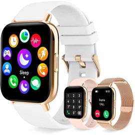 Smart Watch for Women(Dial/Answer Call) Full Touch Screen Smartwatch for Android iOS Phones Waterproof Fitness Tracker with Pedometer Heart Rate Sleep Monitor Digital Watches for Women with 3 Straps