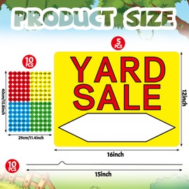 Beeveer 5 Pcs Double Sided Yard Sale Signs with Stakes 12 x 16 Inch Waterproof Yard Sale Kit with 1400 Pcs Sale Pricing Stickers, Garage Sale Signs for Weatherproof Sales Event Supplies