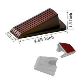 Door Stopper, Door Stop, Doorstopper, 4 Pack Rubber Door Stopper, Sturdy Non Slip, Stackable for Use, Work on All Floor Type, Equipped with Self-Adhesive Storage Bracket for Easy Storing(Black Brown)