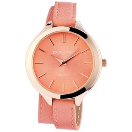 Excellanc Damen-Uhr Kunstleder Wickelarmband Metall Analog Quarz 199335500001
