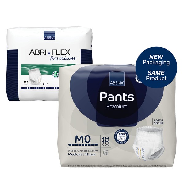 Abena Pants Premium Incontinence Pants for Men and Women Discreet Protective Breathable Comfortable Medium 0 80-110cm Waist 900ml Absorbency Pack of 15