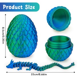 2 Packs Dragon Eggs with Dragon Inside, 3D Dragon Eggs with Dragon Inside, 3D Printed Dragon Egg, Mystery Dragon Egg, Dragon Egg Fidget Toy,Stocking Easter Basket Stuffers (Purple and Blue)