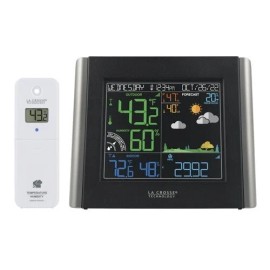 La Crosse Technology 7" Black Wireless Digital WiFi Weather Station Sleek Calendar Clock Temperature