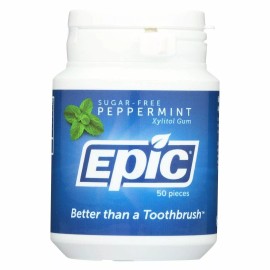 Epic Dental Sweetened Peppermint Chewing Gum with 45% Xylitol Sugar Free 50 Ct