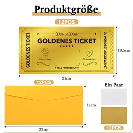 Voxisroma 12 golden ticket voucher scratch voucher card voucher design yourself gifts for women of your choice, voucher cards to fill in yourself – you would be selected