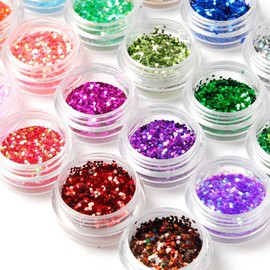 24Box Nail Art Decoration Glitter Paillette Dust Powder
