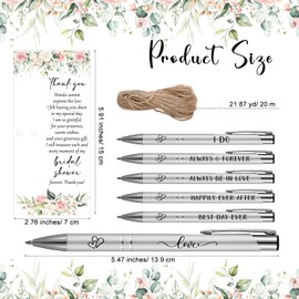 Chiisong 50 Sets Bridal Shower Favors for Guests Wedding Pens Bulk with Thank You Cards Bridal Shower Retractable Ballpoint Pen for Guest Gifts Game Prizes Wedding Souvenirs