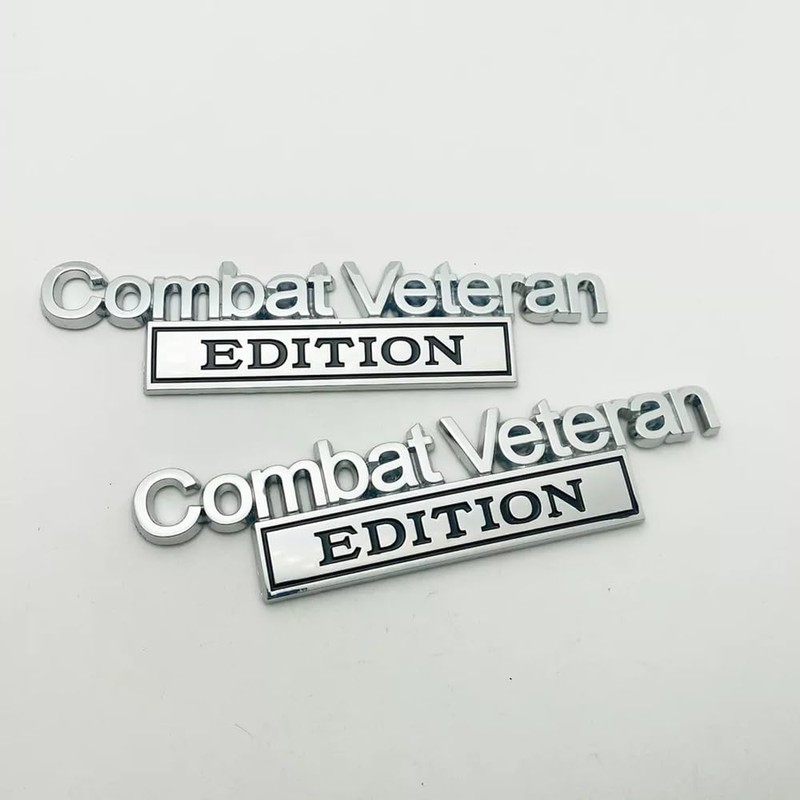 Pair Set Combat Veteran Edition Emblem 3D Badge Raised Decals
