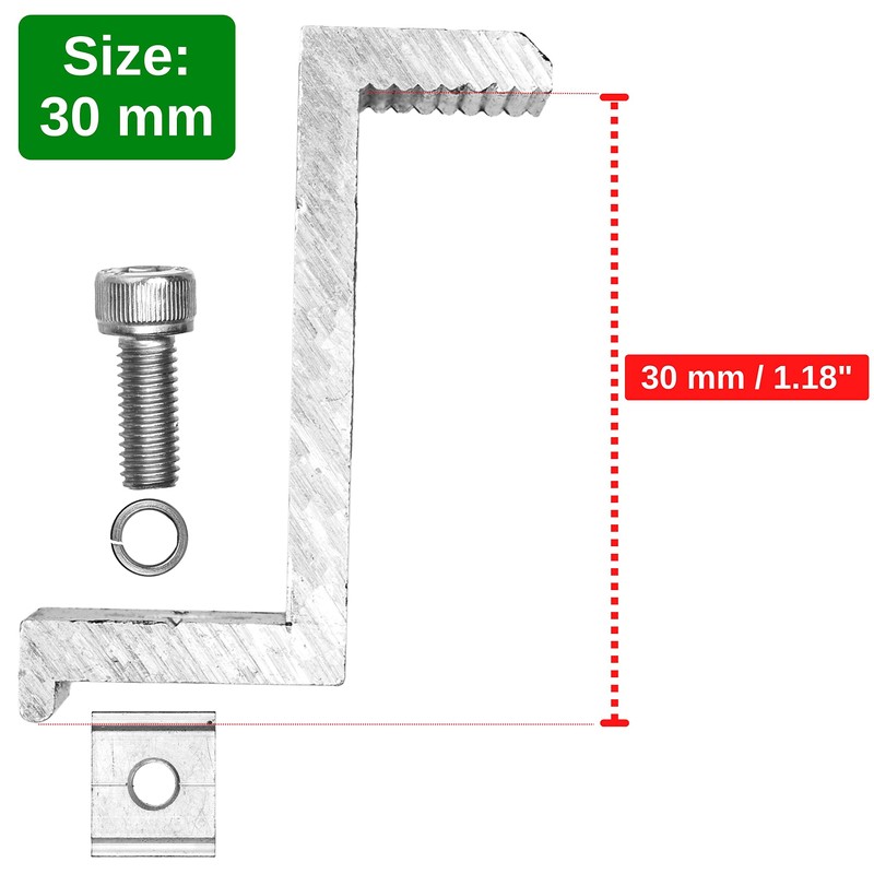 Solar Panel End Clamp 4 Pieces for 30 mm Module