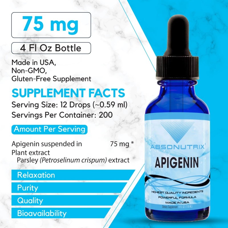 Absonutrix Apigenin 75 mg per Serving, 4 Fl Oz Bottle,