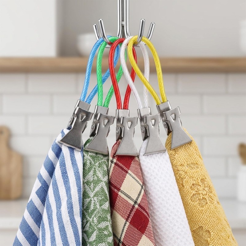 15 Pcs Towels Clips with Hanging Loop, Hanging Towel Clip