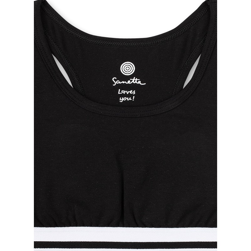 Sanetta Bustier Schwarz Reggiseno Sportivo, Super Black, 140 cm Bambina