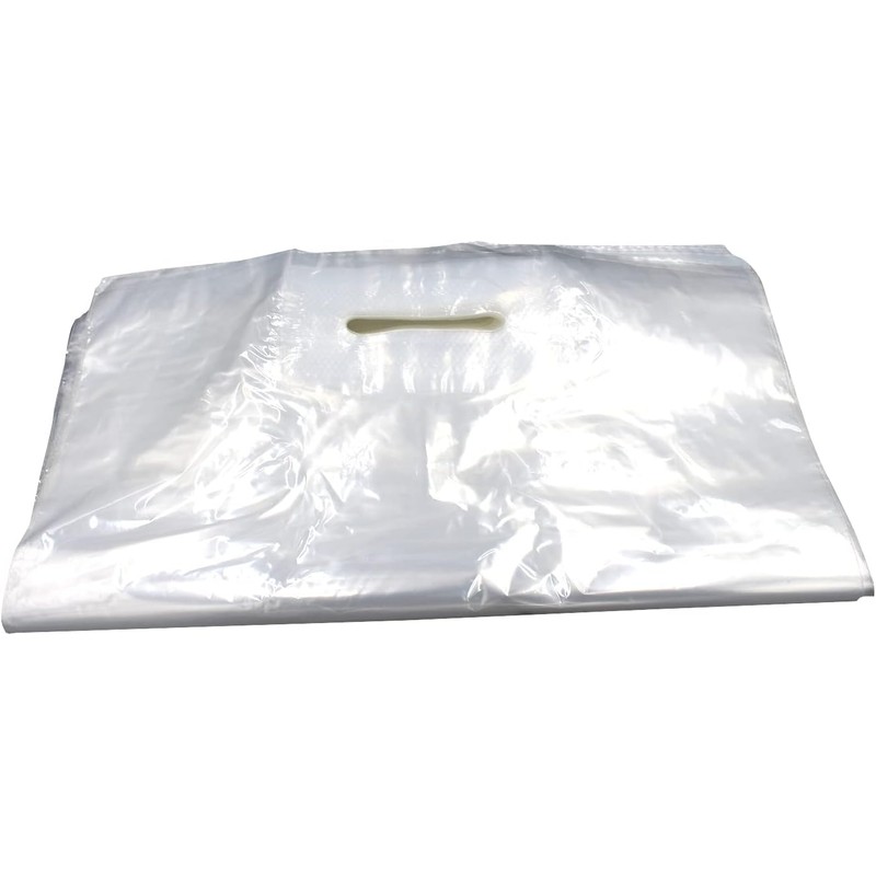 Reusable CLEAR Plastic Carrier Bags with Patch Handle - 38cm