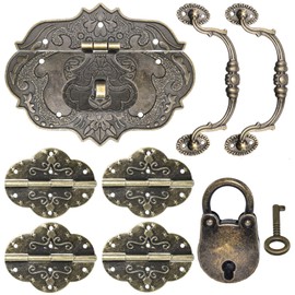 Aifeier ET Vintage Locking Carrying Handle Hinge Kit with Screws, Antique Bronze Decorative Hardware, Furniture Accessory for DIY Jewelry Box Decoration