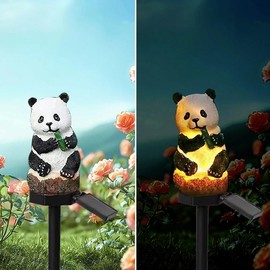 YZYOE Solar Energy Panda Light, Garden Decoration Resin Cute Animal Ground Lamp， Wireless Dusk to Dawn LED Sconce Lights Waterproof.