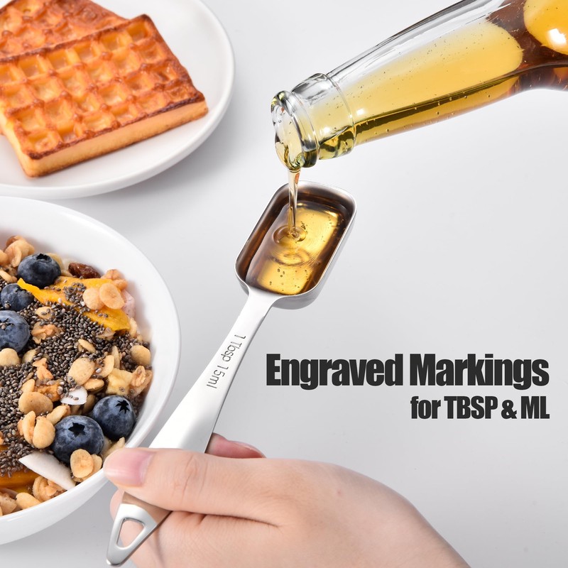 18/8 Stainless Steel Measuring Spoons: Doosu Heavy Duty Rectangular Spoon