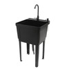 HinLIaDa Black Space Saver Utility Sink, Extra-Deep Laundry Tub Heavy