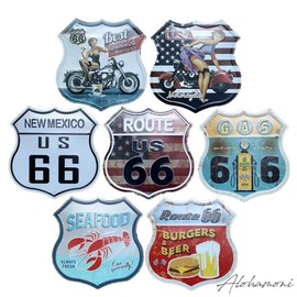 [ALOHAMONI] American USA Tin Plate Route 66 Big Size Sign Vintage Metal Plate License Plate Retro California West Coast Hawaii Route 66 (2) US