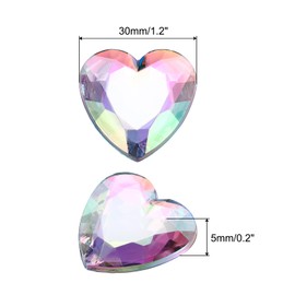 MECCANIXITY 20 Pcs Acrylic Heart Rhinestone, 30mm Flat Back Plastic Gems Jewelry Stickers for Craft Bead Face Painting Costume Jewelry Making White AB