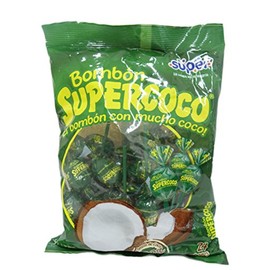 BOMBON SUPERCOCO COCONUT CANDY LLOLYPOPS BAG OF 24 EL BOMBON Con Mucho Sabor
